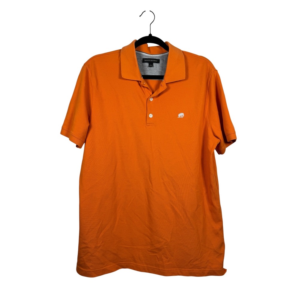 Banana Republic Short Sleeve Elephant Logo Polo Shirt Mens Size L Orange Preppy
